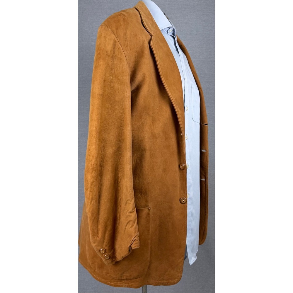 Vintage 50s Californian Suede Master Rockabilly Blazer Jacket Brown Mens 42 R